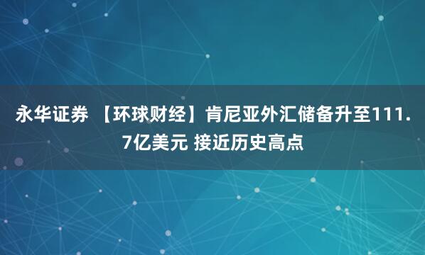 永华证券 【环球财经】肯尼亚外汇储备升至111.7亿美元 接近历史高点